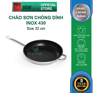 Chảo chống dính và nắp kính Fivestar 32cm tặng 5 muỗng