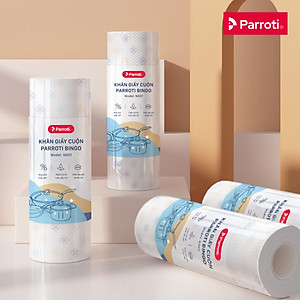 Khăn giấy cuộn đa năng, lau bếp, lau kính, chén bát, lau tay (50 khăn/cuộn, 25cm x25cm) - Parroti Bingo NG01