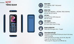 Điện thoại Masstel Izi S1 4G (LTE) Gọi HD Call - Hàng chính hãng