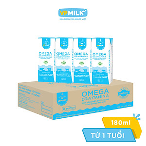 Sữa Dinh Dưỡng Tiệt Trùng VPMilk Omega Ít Đường dạng hộp cho bé trên 1 tuổi 180ml (thùng 48 hộp)