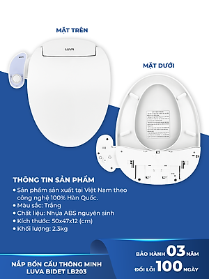 Nắp bồn cầu thông minh LUVA BIDET - LB203