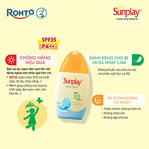 Kem chống nắng Sunplay cho bé từ 6 tháng tuổi và da nhạy cảm, dạng sữa Sunplay Baby Mild SPF 35, PA++ 30g