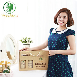 Bộ giảm eo sau sinh Wonmom ( 4 Hộp muối quấn bụng + 1 Dầu gừng + 1 Đai quấn muối + 1 Gen nịt bụng )