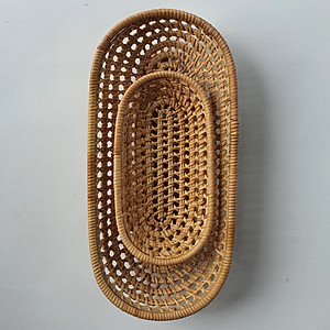 Khay mây tre đan đựng đồ tiện dụng|Hình bầu dục| Hàng thủ công thân thiện môi trường