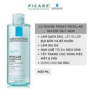 Nước Tẩy Trang Làm Sạch Sâu & Kiểm Soát Bã Nhờn Cho Da Dầu Nhạy Cảm La Roche-Posay Micellar Water Ultra Oily Skin 400ml