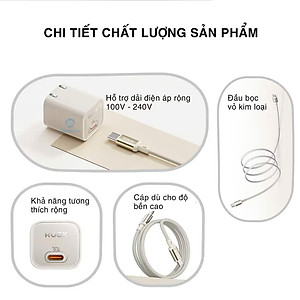 Bộ sạc nhanh type-c cho ip15 ROCK Ice²Cube sạc nhanh 30W - Hàng chính hãng Rockspace bảo hành 12 tháng