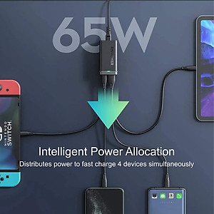 Củ Sạc Điện Thoại 2 Cổng USB-A và 2 Cổng Type-C PD 65W QC 3.0 RAVPower RP-PC136 - Hàng Chính Hãng