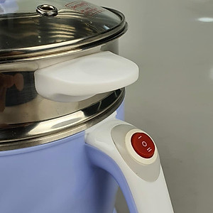 Ca nấu lẩu, nấu mì đa năng mini có tầng hấp ( giao màu ngẫu nhiên) Greencook 600W, dung tích 1.2L-Hàng chính hãng