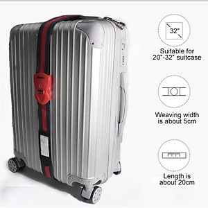 Dây Đai Vali Master Lock 4702 EURD RED Đầu khóa số có chứng nhận TSA - MSOFT