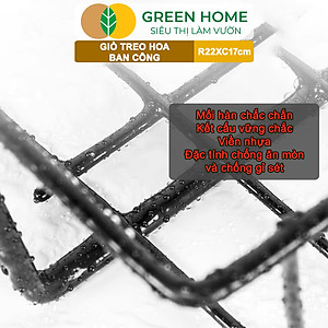 Giỏ treo hoa ban công, D22xC18cm, chất liệu sắt sơn tĩnh điện, phù hợp với mọi lan can |Greenhome