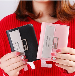 Bóp ví nữ mini gấp gọn cầm tay nút bấm chữ nhật cách điệu thời trang - Hàng cao cấp