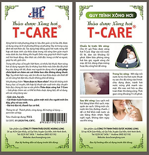 Thảo dược Xông hơi T-Care 90gr (Giải cảm, hạ sốt - Cải thiện tuần hoàn máu, giảm mệt mỏi cho người mới ốm dậy, phụ nữ sau sinh - Bài trừ độc tố, thanh lọc cơ thể)