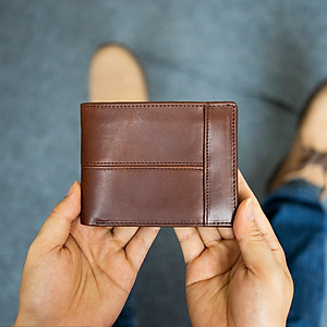 Ví nam, bóp nam da bò sáp Bụi Leather V106 - Bảo hành 12 tháng