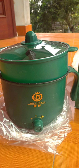 Nồi Lẩu Điện Đa Năng Mini Ca Nấu Mì, Cơm Đa Năng 2 Tầng Cao Cấp Núm Xoay 2 Nấc Nhiệt Kèm Giá Hấp 1,8L Chính Hãng MINIIN