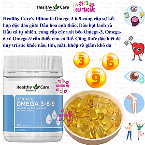 Omega 3-6-9 Úc Healthy Care Ultimate 1000mg Tạo sức khỏe cho tim, não, khớp, mắt và cải thiện da khô - QuaTangMe Extaste