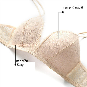  Bộ ĐồLót Ren Nữ Không Gọng Nâng Ngực Đệm Mỏng Azuno DL01  Phong Cách Sexy Dây Đôi Không Giãn Không Quăn Sau Khi Dùng Lâu