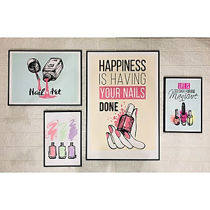 Tranh treo tường tiệm nail- bộ 6 tranh treo tường hiện đại trang trí tiệm nail - tặng kèm khung và đinh treo tường KT20