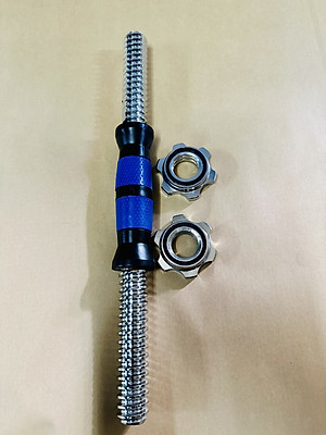 Bộ 2 đòn tạ tay 35cm (sắt Xanh) Đúc Đặt cao cấp + 4 khóa chốt