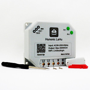 Công tắc ĐIỀU KHIỂN TỪ XA bằng điện thoại Hunonic Lahu 2 kênh 500W/kênh + Hẹn giờ thông minh | Công nghệ 4.0
