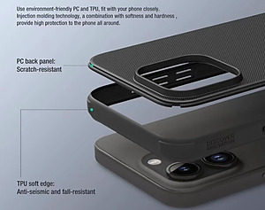 Ốp lưng cho iPhone 15 Pro , 15 Pro Max , 15 Plus , 15 hiệu Nillkin Frosted Shield Pro chống sống chống vân tay - Hàng nhập khẩu