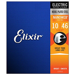 Elixir 12052 - Bộ Dây Đàn Guitar Điện Cỡ 10 (10-46) - Chính Hãng (Electric Strings Phủ Lớp Nanoweb) - Kèm Móng Gảy DreamMaker