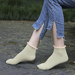 Vớ Tất Nữ Cotton Thoáng Mát Viền Bông