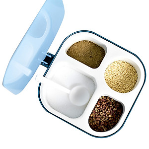 Hộp Đựng Gia Vị 4 Ngăn Có Nắp Đậy , Quai Xách Tiện Dụng Nhiều Cỡ -Giao Màu Ngẫu Nhiên -Chính Hãng