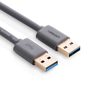 Dây USB 3.0 đực sang đực mạ vàng dài UGREEN US116 (Đen) - Hàng chính hãng