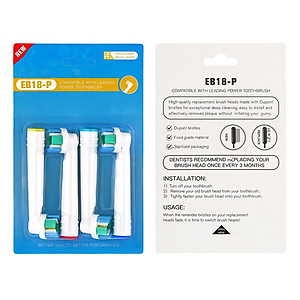 Cho máy Oral B Braun, bộ 4 Đầu Bàn Chải đánh răng điện thay thế MIHOCO EB18-P New   ,  phá tan mảng bám, cho răng trắng sáng