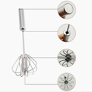 Cây Đánh Trứng Inox NHẤN XOAY TỰ ĐỘNG Chính Hãng TOKDODO ( Đánh Trứng Cơ Học)