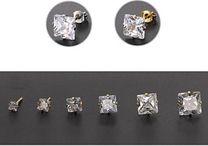 Bông Tai Nam Nữ Đá Vuông Phong Cách Unisex Chất Liệu Thép Titan Ko Rỉ TT 0860 - 1 Cặp