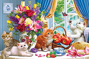 Tranh Xếp Hình Random Cut 750 Mảnh Minh Châu – Cute Kittens (40x60cm)