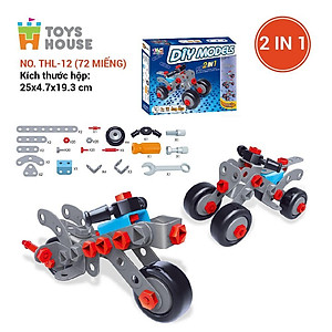 Đồ chơi phát triển kỹ năng cho bé - DIY MODELS, lắp ghép 3D mô hình 2 trong 1 Toyhouse 0620-TH110-TLH-1 nhựa mềm