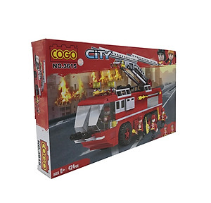 Đồ Chơi Lắp Ráp Phát Triển Trí Tuệ - Xe Cứu Hỏa COGO No.3615 (424 Mảnh Ghép)