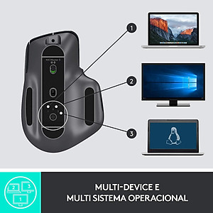 Chuột không dây Bluetooth Logitech MX Master 3 - form to, kết nối 3 thiết bị, cuộn siêu nhanh, sạc nhanh USB-C, có bản cho Mac - Hàng chính hãng