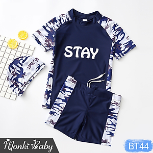 Bộ đồ bơi bé trai lớn size đại đến 68kg kèm mũ, chất thun bơi lạnh co giãn 4 chiều, chống tia UV, giữ nhiệt tốt | BT44