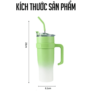 Ly Giữ Nhiệt Inox 304 Cao Cấp Besti - Tặng Kèm Ống Hút Không Gỉ, Ticker 3D, Bình Giữ Nhiệt Có Tay Cầm (1200ml) - Hàng Chính Hãng 