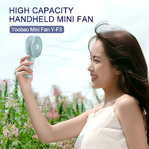 Quạt Tích Điện Cầm Tay Pin Trâu 32h Sử Dụng Yoobao F3 Với 3 Tốc Độ Gió Có Đèn Báo Pin Thiết Kế Nhỏ Ngọn - Hàng Chính Hãng