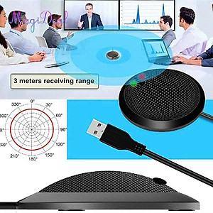 Micro thu âm đa hướng 360 độ để bàn dùng cho họp hội nghị trực tuyến chân cắm USB có LED- hàng nhập khẩu