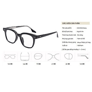 Gọng Kính Cận, Kính Giả Cận Nam Nữ Cao Cấp, GM Gọng Nhựa Lõi Thép, Mắt Vuông Nhỏ Gọng Dày Đen, Xám Trong - BLUE LIGHT