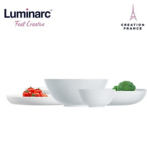 Đĩa Sâu Thủy Tinh Luminarc Precious 20cm đựng thức ăn, kháng vỡ, chịu nhiệt - Bộ 3 đĩa - Q1664