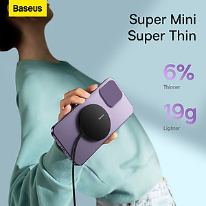 Đế Sạc Nhanh 15W Không Dây Baseus Simple Mini3 Magnetic Wireless Charger Cho 12 13 14 - Hàng Chính Hãng