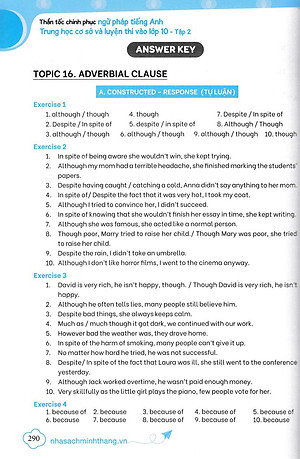 Thần Tốc Chinh Phục Ngữ Pháp Tiếng Anh Trung Học Cơ Sở Và Luyện Thi Vào Lớp 10 Tập 2 (Cơ Bản Và Nâng Cao)