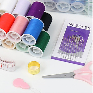 Hộp Kim Chỉ Khâu Đa Năng 2 Tầng 20 Chi Tiết Tiện Lợi Khâu Vá Quần Áo - Bộ Hộp Kim Chỉ May Vá Đa Năng