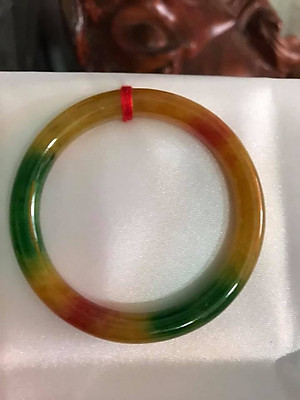 VÒNG CẨM THẠCH 3 MÀU VÀNG XANH ĐỎ ĐẬM Size 50MM x Dầy 7,2mm NỮ 45KG-54KG