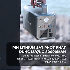 Trạm sạc dự phòng Yoobao EN300WLPD đầu ra 220V có thể nấu cơm, quạt, dung lượng 72000mAh cổng điện 220V/300W có đèn Pin - Hàng chính hãng