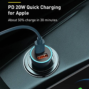 Tẩu củ sạc nhanh 40W cổng PD type c và USB hiệu Baseus Goldern Contactor  Pro đa năng cho xe hơi / xe ô tô trang bị LED đổi màu, Quick Charge 3.0 / Quick Chagre 4.0, PD 3.0, smartchip BPS 2.0 - Hàng nhập khẩu