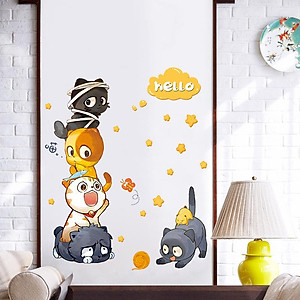 Decal trang dán tường Chó Mèo Nghộ Nghĩnh XH9314