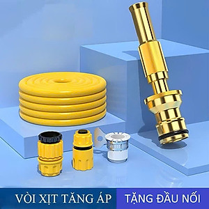 Vòi Tưới Cây, Vòi Xịt Rửa Xe Đa Năng Tăng Áp Lực Nước Cực Mạnh 10m, Lắp Vòi Nước Thông Thường (Đầu Vòi Đồng) - HÀNG CHÍNH HÃNG MINIIN