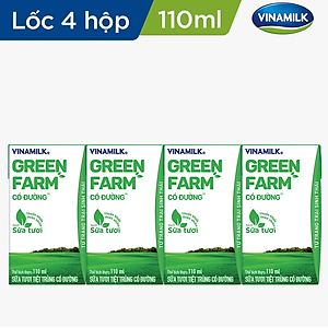 Thùng 48 Sữa Tươi Tiệt Trùng Vinamilk Green Farm - Sữa Tươi 100% Có Đường 110ml